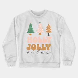 Pink Christmas Tree Holly Jolly Vibes Crewneck Sweatshirt